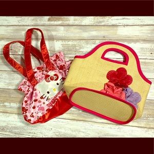 Gymboree cute woven handbag & a hello kitty pouch